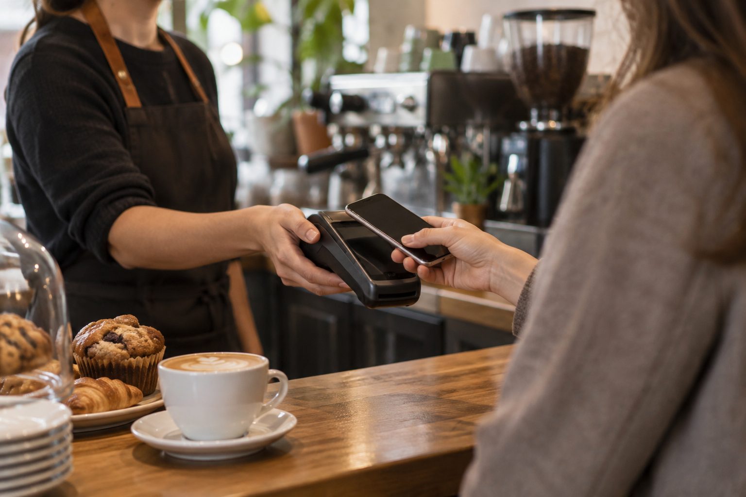 Der Tresen einer Bar, die mit Shoppi Pay kassiert